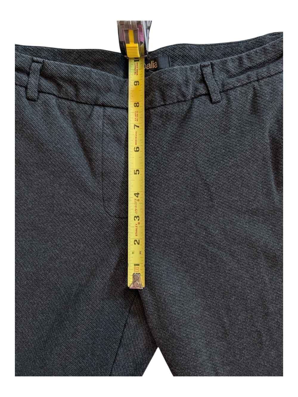 Dalia Charcoal Black Textured Pull-on Pointe Dress Pant - Picture 7 of 8
